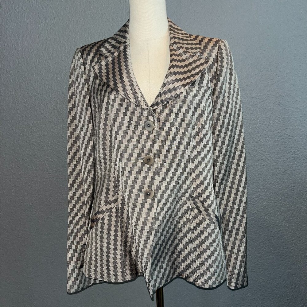 ARMANI COLLEZIONI COLLECTION MADE IN ITALY LINEN BLEND VINTAGE BLAZER JACKET 12